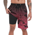 Mens Swim Trunks with Compression Liner Gradient Maroon Leaf Mens Bathing Suit Mens Swimming Trunks 9 Inch Inseam Mens Board Shorts Swimwear 4 Way Stretch Beach Shorts Quick Dry Swimsuits XL