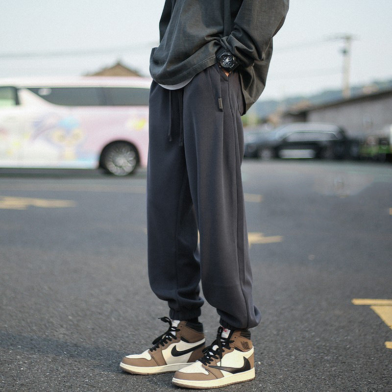Solid Color Casual Loose Cotton Sweatpants for Men