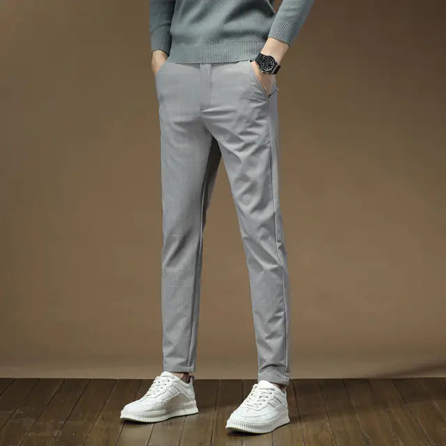 Slim Fit Plaid British Suit Pants for Men