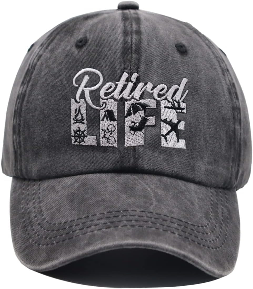Retired Life Hat, Adjustable Funny Retirement Baseball Cap for Retirees Men & Women