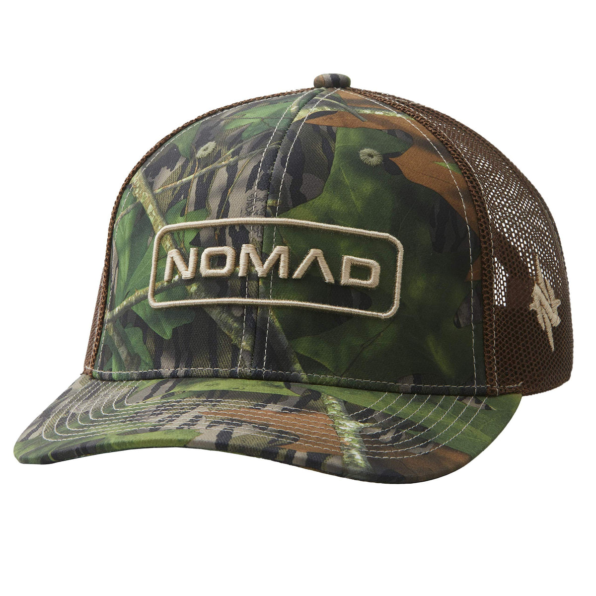 Nomad Mens Trucker Hat | Turkey Hunting Camo Hat Hunter - Mossy Oak Shadowleaf One Size