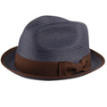 Mens Premium Straw Porkpie Fedora Hat (S/M F2808NAVY)