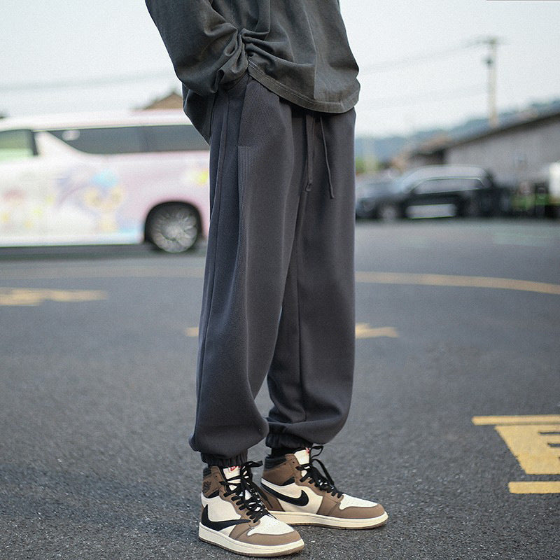 Solid Color Casual Loose Cotton Sweatpants for Men