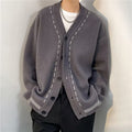 Retro Diamond Lattice Cardigan Sweater for Men