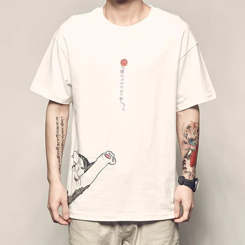 Anime Print Short Sleeve T-Shirt for Men (Casual Style)