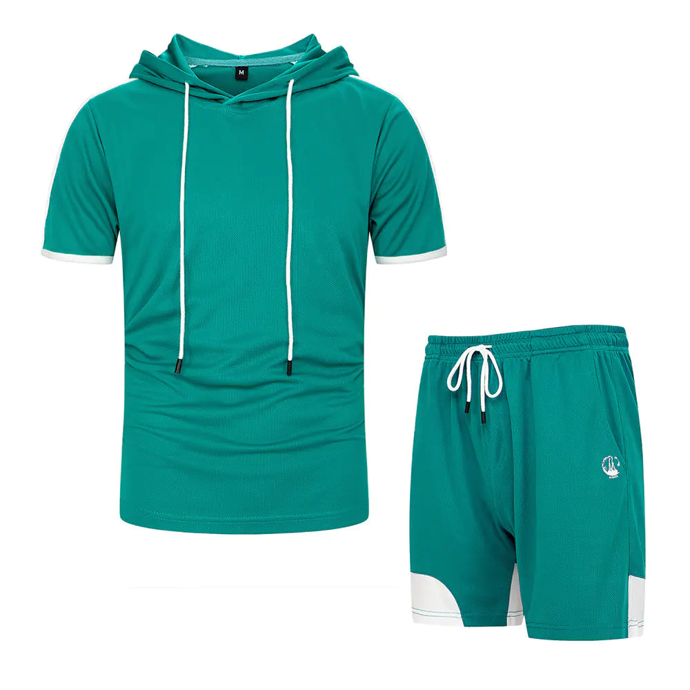 Hooded Color Block Suit for Men's Casual Sportswear