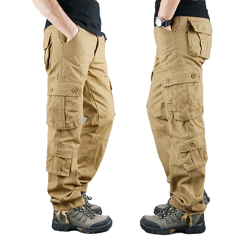 Khaki Military Cargo Pants for Men - Casual Tactical Wear
