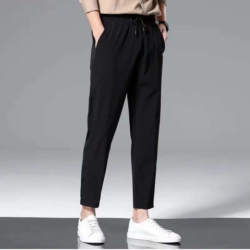 Thin Ice Silk Nine-Part Loose Casual Pants for Men