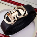Genuine Leather Automatic Buckle Business Belt for Men