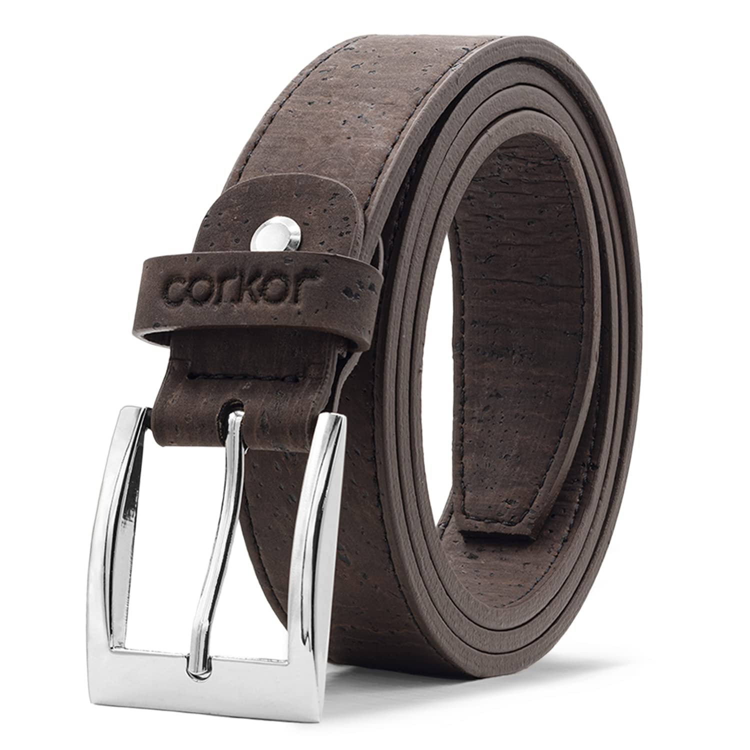 Corkor Men Cork Belt - Vegan Leather - Belt for Men Brown Black Color XL Size