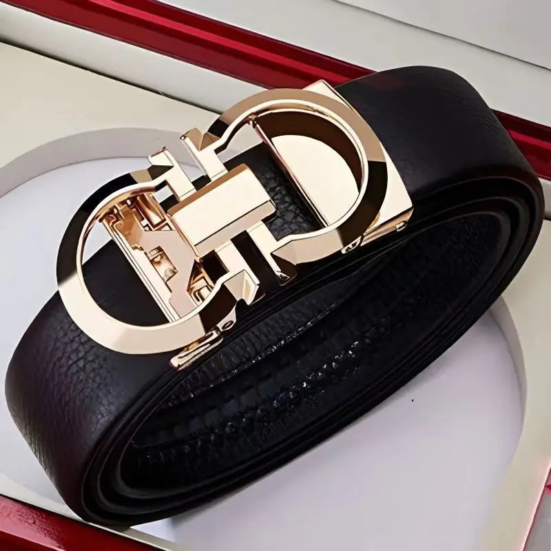 Genuine Leather Automatic Buckle Business Belt for Men