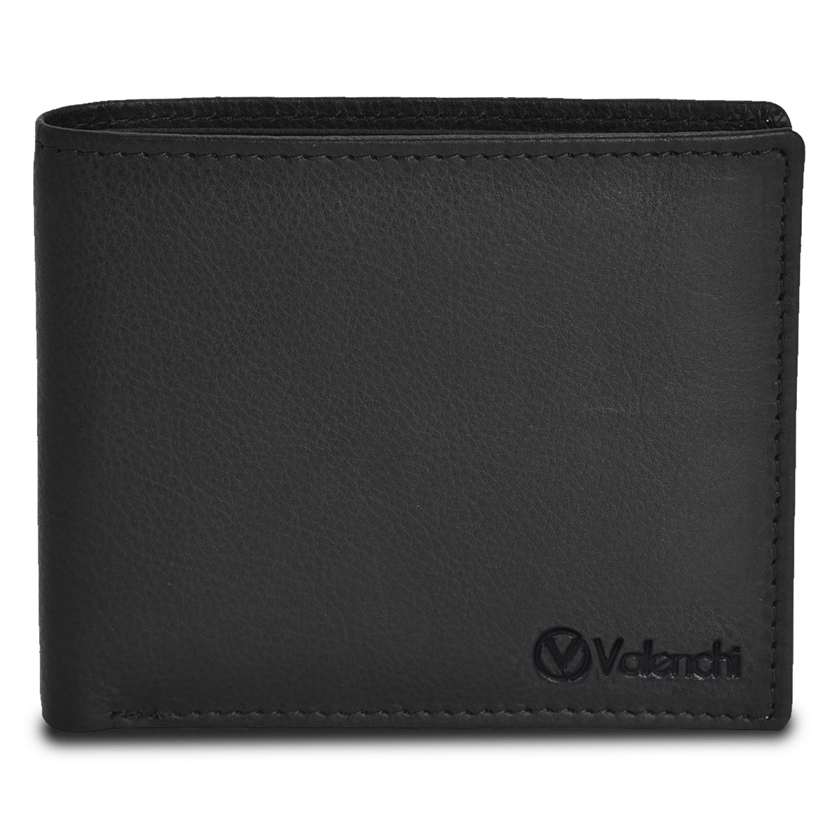 VALENCHI Leather Wallet For Men - RFID Blocking Wallet For Men - Slim Bifold Mens Wallet (Black Nappa)