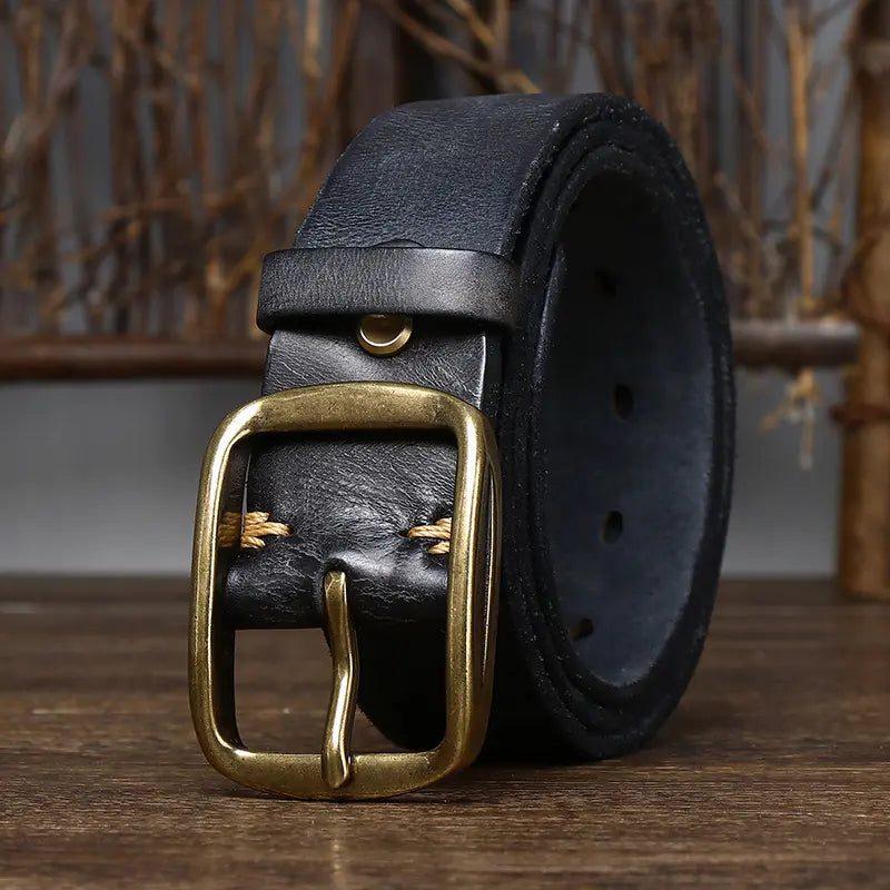 3.8CM Vintage Style Genuine Leather Belt for Men