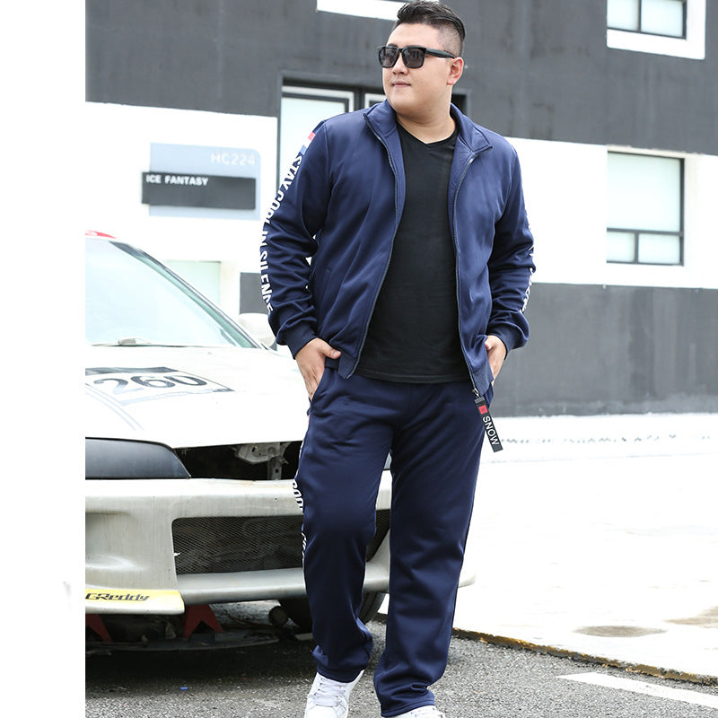 Plus Size Men's Fashion Sportswear Set with Zipper