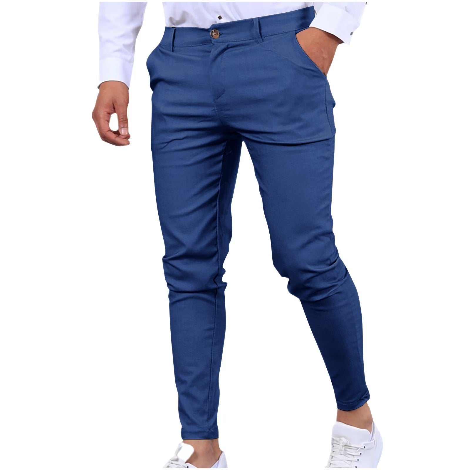 Mens Chinos Slim Fit Pants Flat Front Stretch Skinny Tapered Dress Pants Comfort Casual Solid Trousers 2024