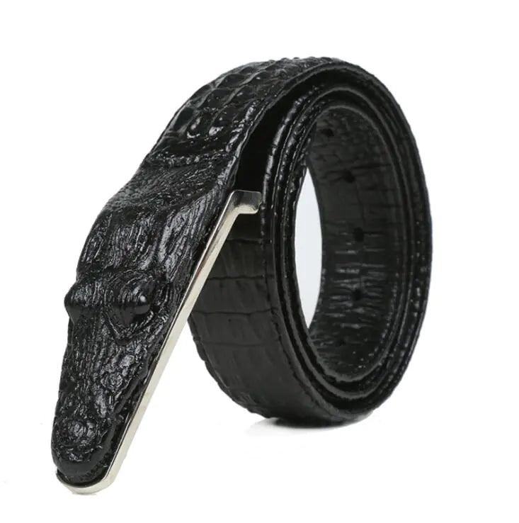 Crocodile Pattern Leather Belt for Men - Casual Design