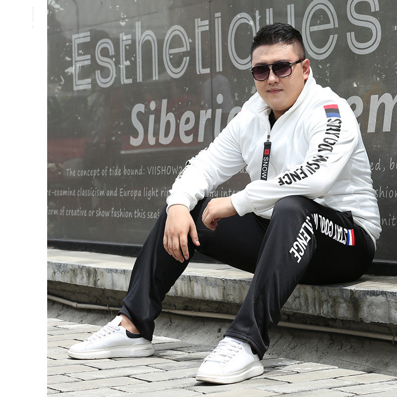 Plus Size Men's Fashion Sportswear Set with Zipper