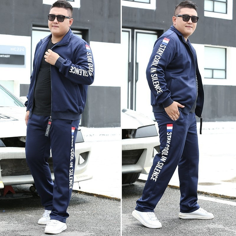 Plus Size Men's Fashion Sportswear Set with Zipper