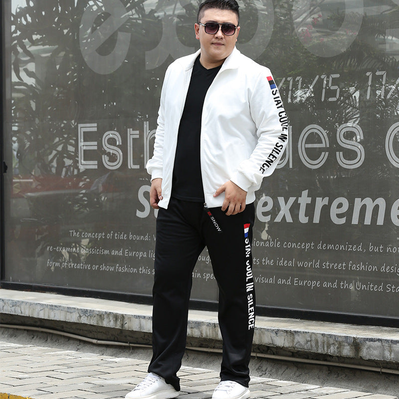 Plus Size Men's Fashion Sportswear Set with Zipper