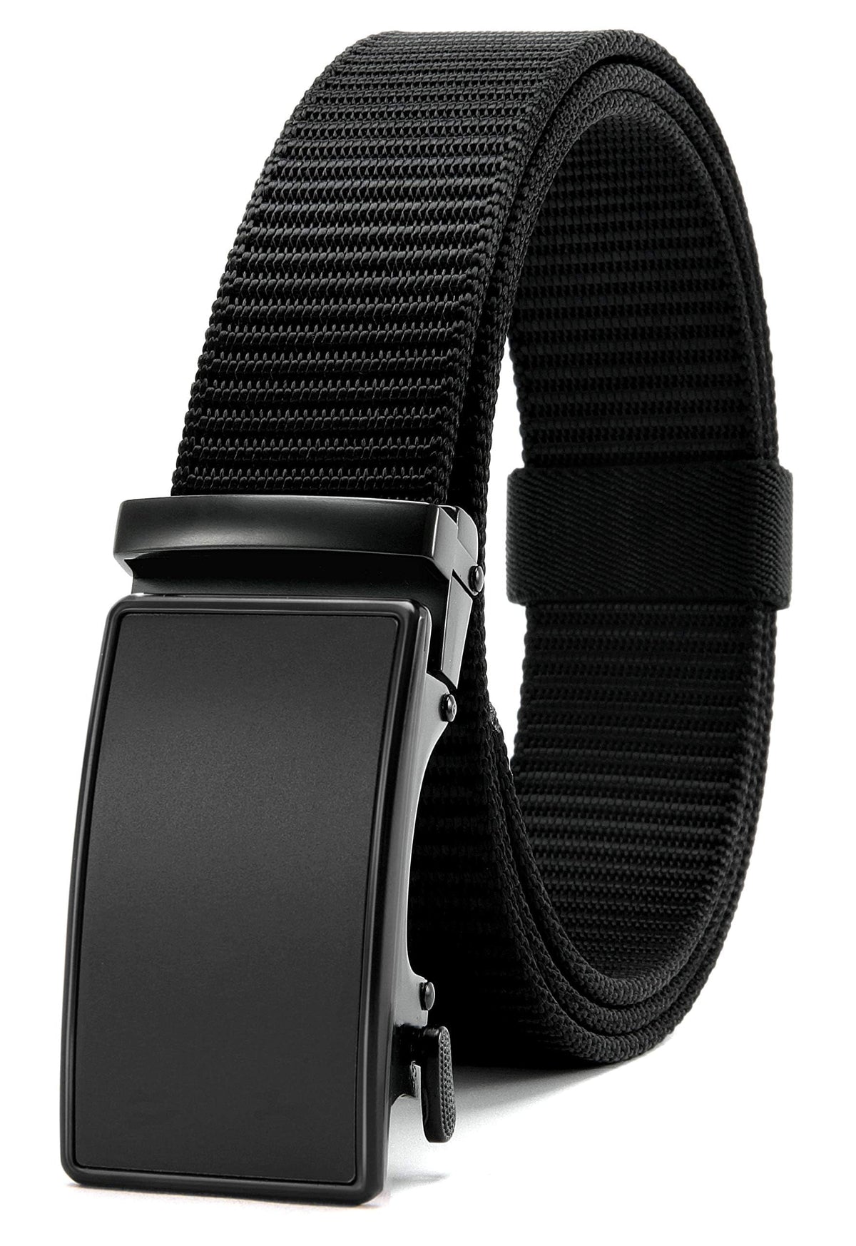 CHAOREN Black Ratchet Belts for Men - Casual Web Nylon Mens Belt 1 3/8" - Adjustable and Durable for Jeans