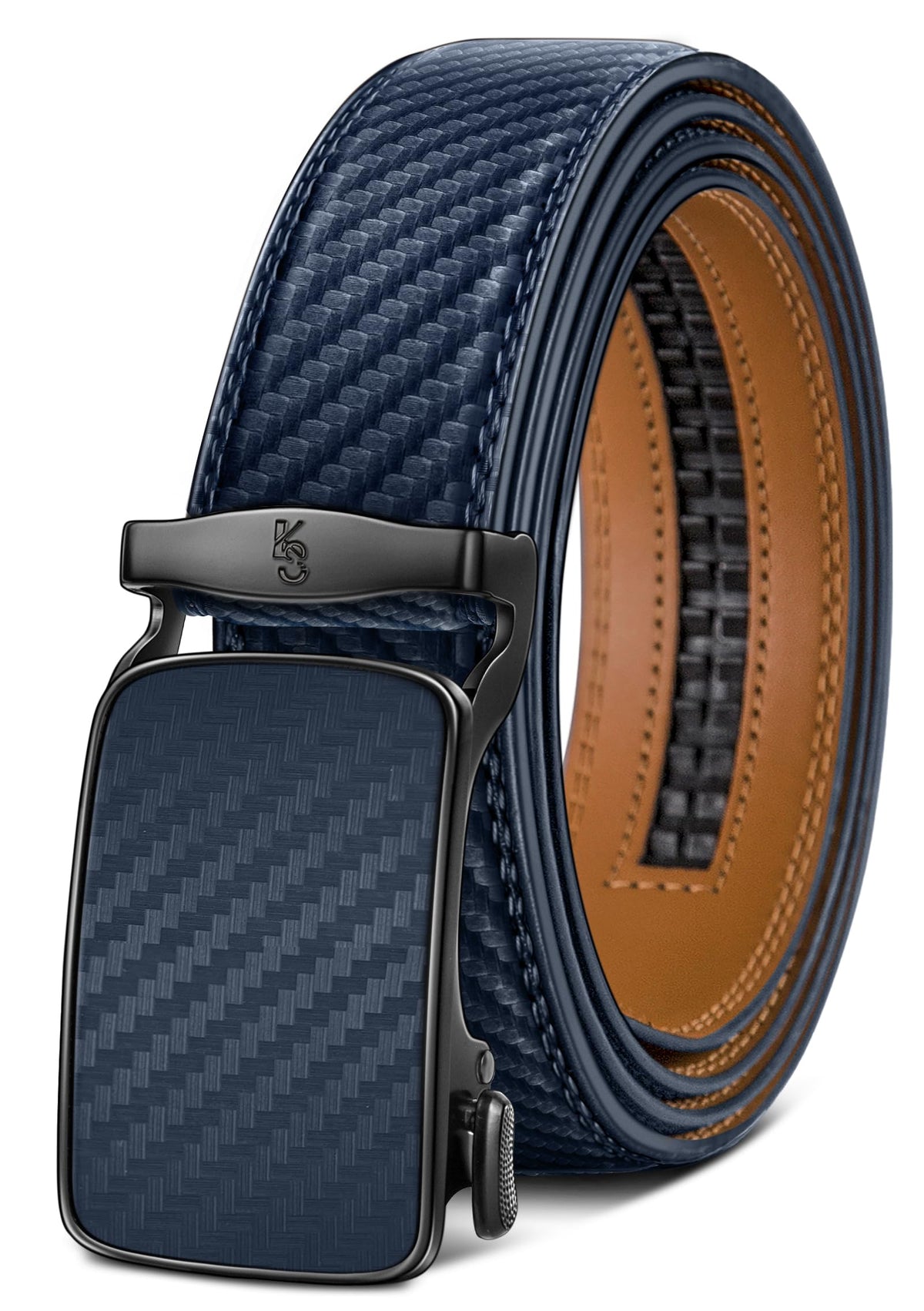 KEMISANT Mens Belt-Nontrimmable Ratchet Belt Adjustable for Gift Men Lightweight 1 3/8"(Purplish Blue48"-56" Waist Adjustable)