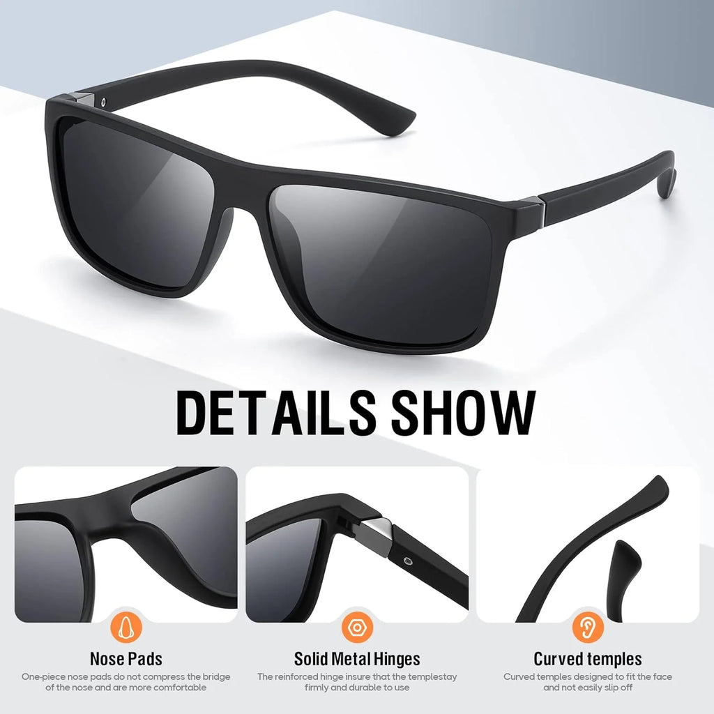 Polarized Sunglasses for Men Women Retro Square Sun Glasses Driving Fishing UV Protection (Green)