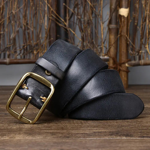 3.8CM Vintage Style Genuine Leather Belt for Men