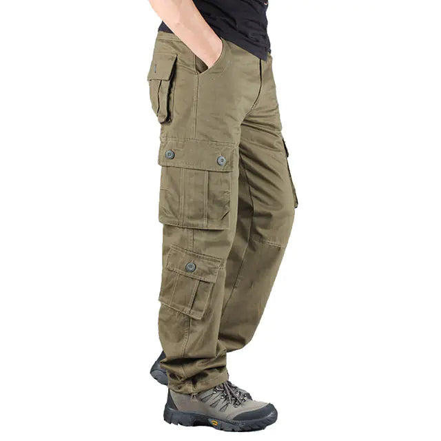 Khaki Military Cargo Pants for Men - Casual Tactical Wear