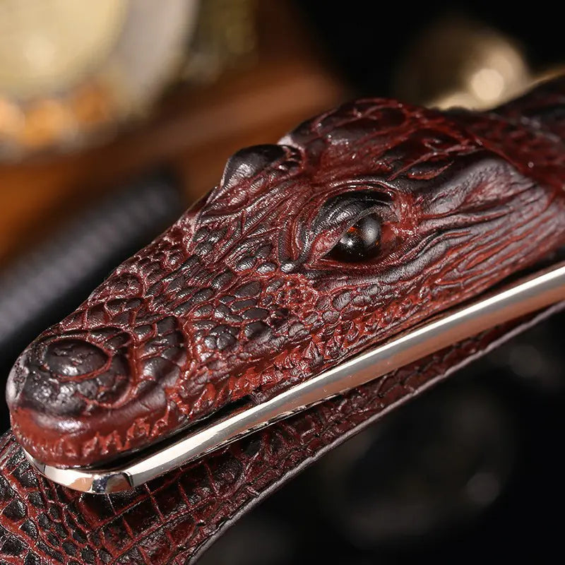 Crocodile Pattern Leather Belt for Men - Casual Design