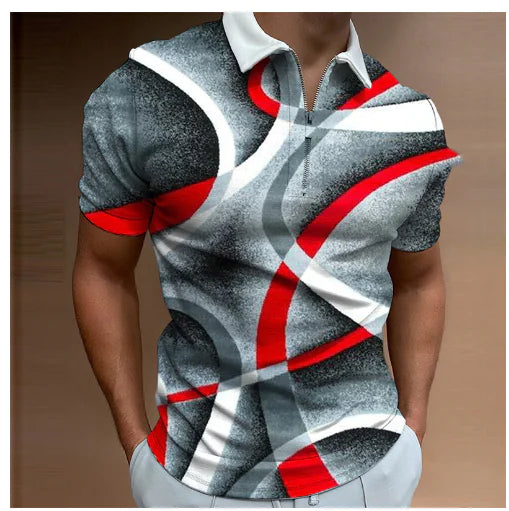 3D Digital Print Summer Polo Shirt for Men