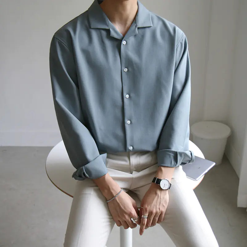 Korean Style Loose Long Sleeve Shirt for Men