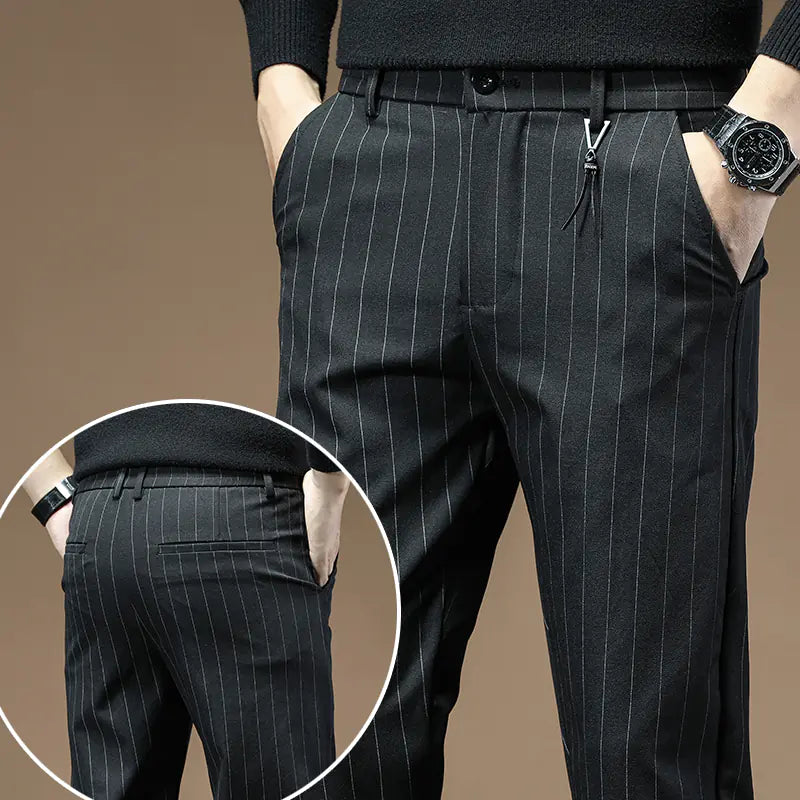 Slim Fit Plaid British Suit Pants for Men