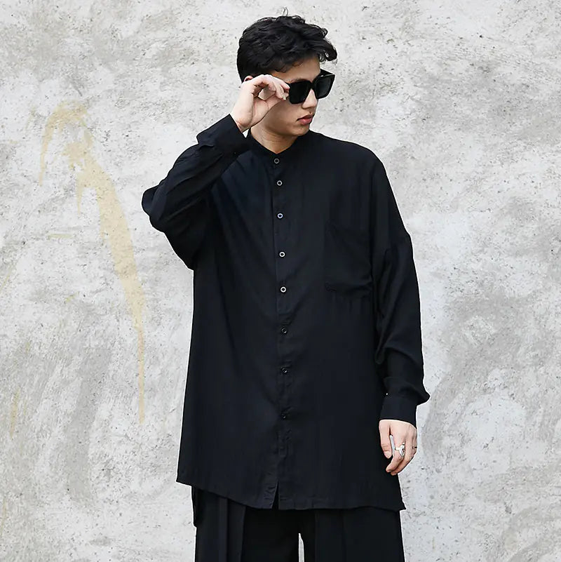 Silky Loose Dark Shirt for Men
