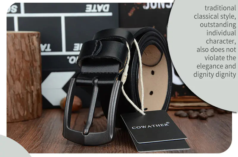 COWATHER Genuine Leather Casual Belt for Men XF012
