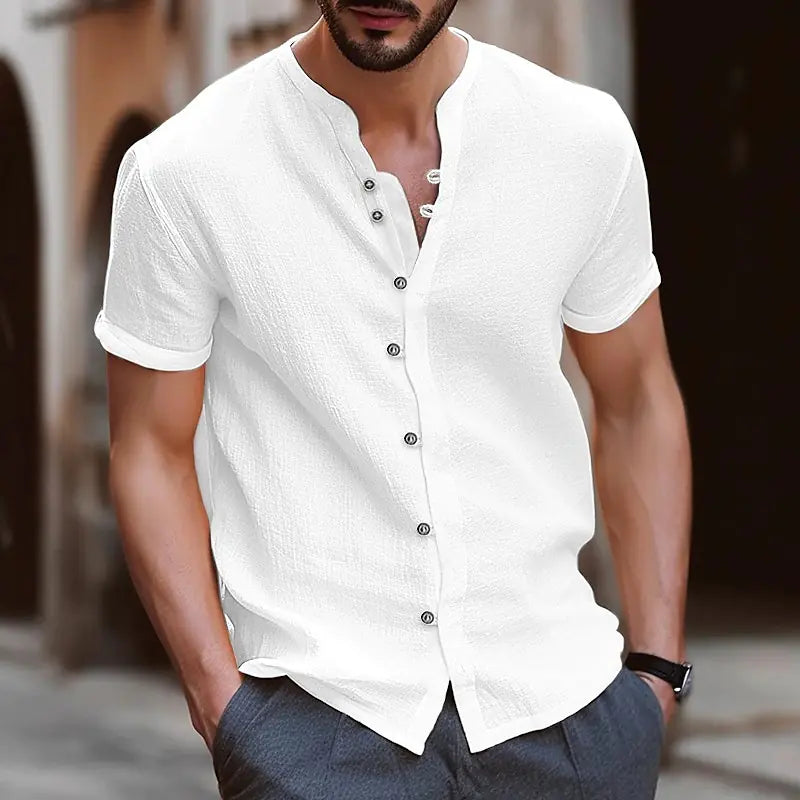 Hawaiian Vintage Button Cotton-Linen Casual Shirt for Men