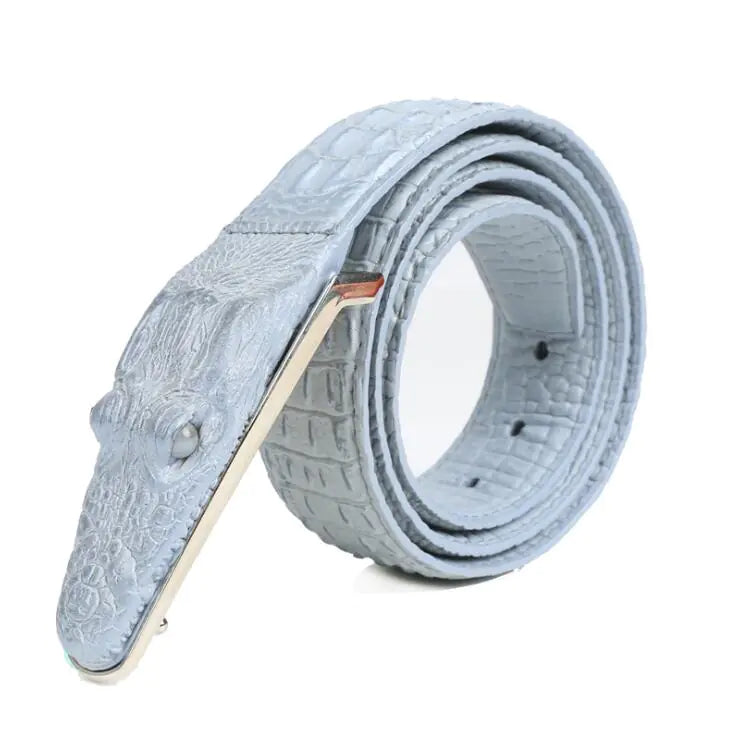 Crocodile Pattern Leather Belt for Men - Casual Design