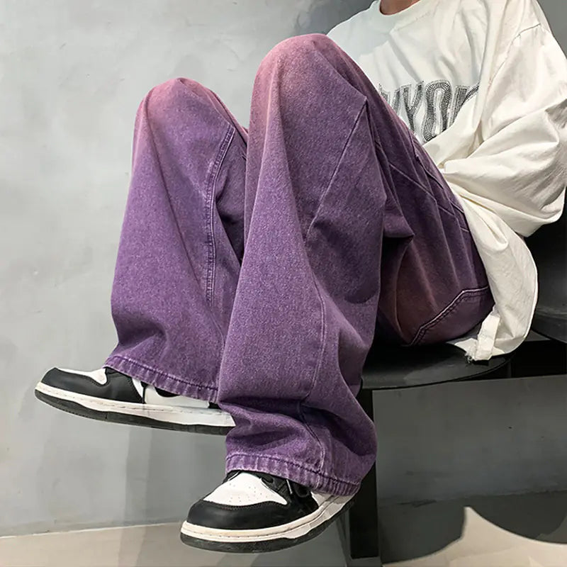 Purple Loose Jeans for Men - Hip-hop Retro Casual Wear