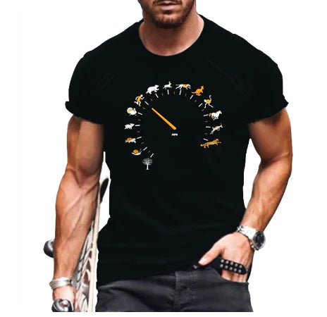 3D Printed Funny Animal Black T-Shirt for Men