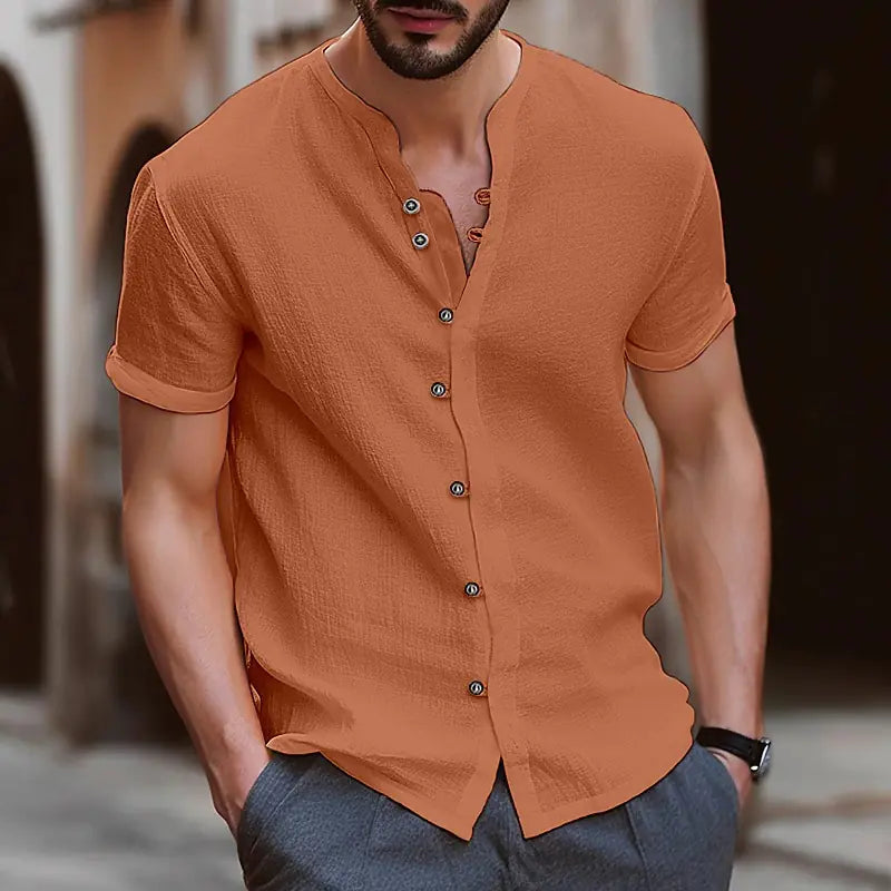 Hawaiian Vintage Button Cotton-Linen Casual Shirt for Men