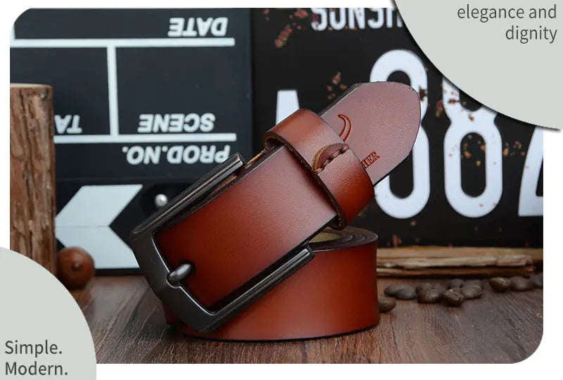 COWATHER Genuine Leather Casual Belt for Men XF012