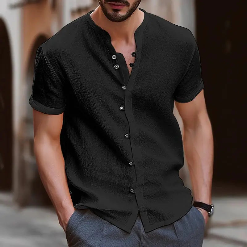 Hawaiian Vintage Button Cotton-Linen Casual Shirt for Men