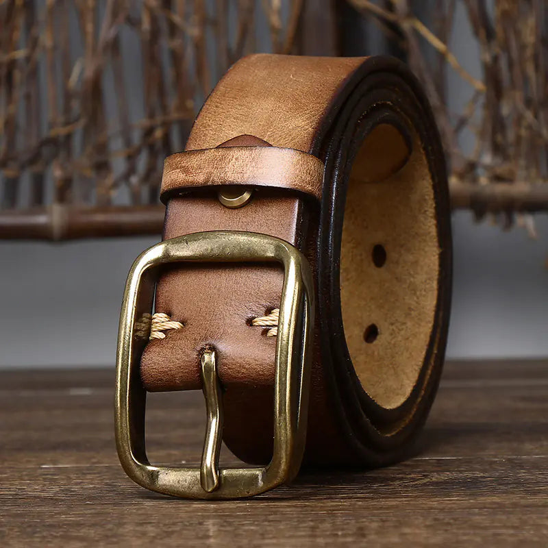 3.8CM Vintage Style Genuine Leather Belt for Men