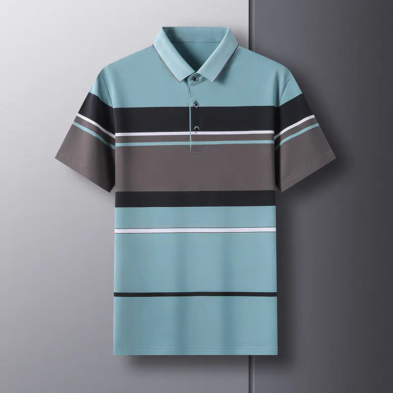 Striped Short Sleeve Polo Shirt for Men