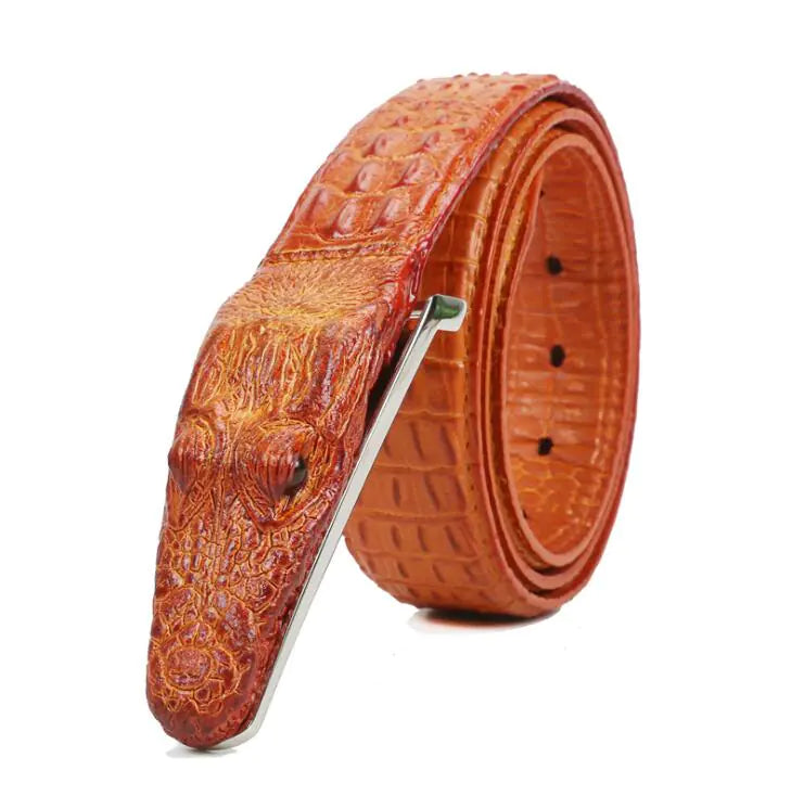 Crocodile Pattern Leather Belt for Men - Casual Design