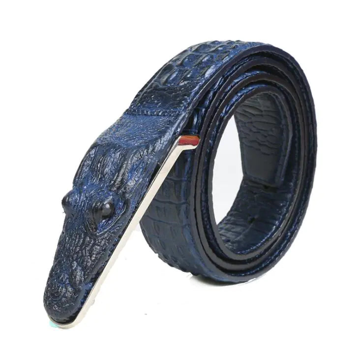 Crocodile Pattern Leather Belt for Men - Casual Design