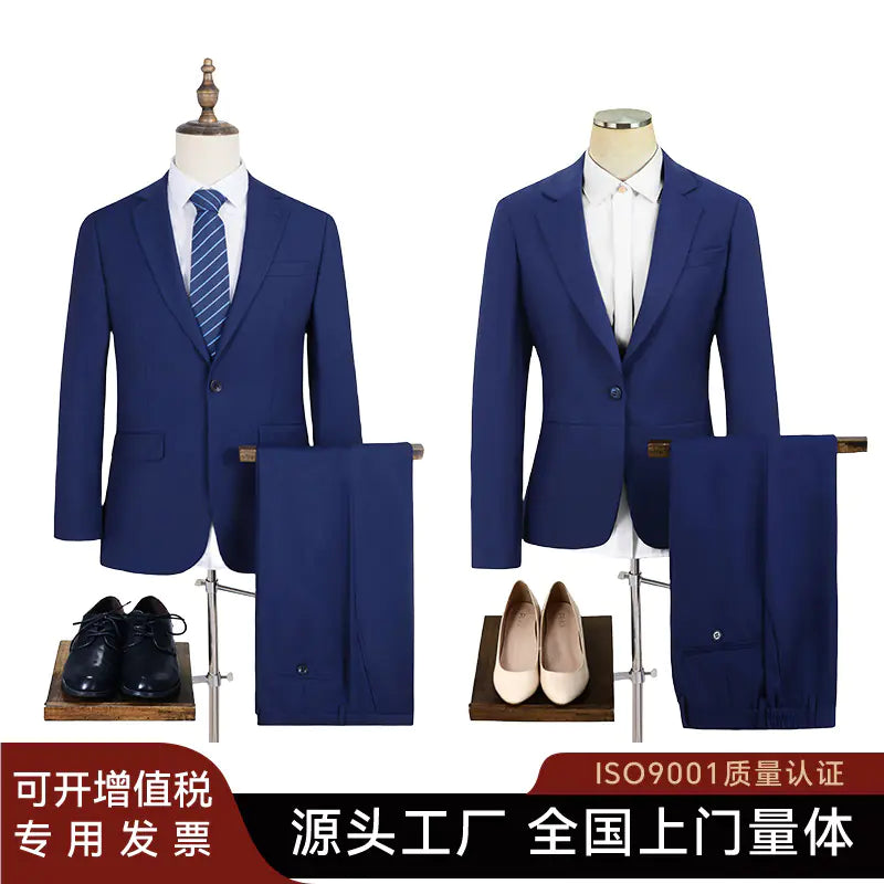 Blue Business Suit for Men and Women (Wedding Attire)
