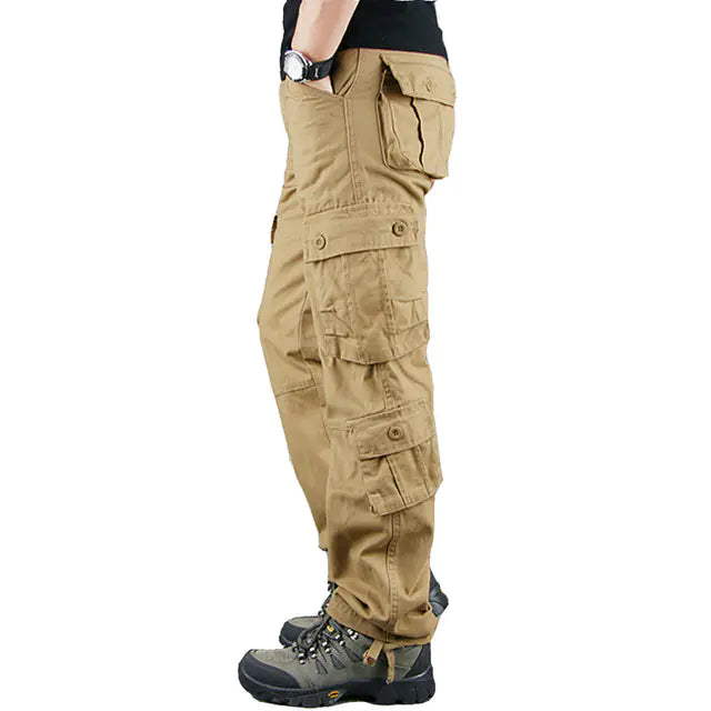 Khaki Military Cargo Pants for Men - Casual Tactical Wear