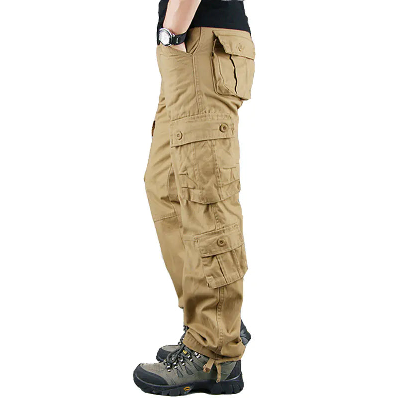 Khaki Military Cargo Pants for Men - Casual Tactical Wear