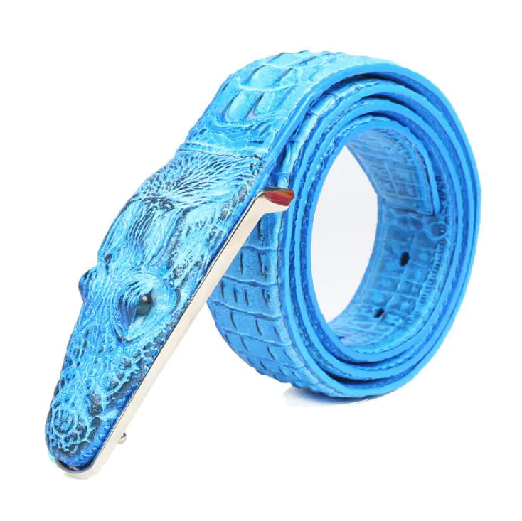 Crocodile Pattern Leather Belt for Men - Casual Design