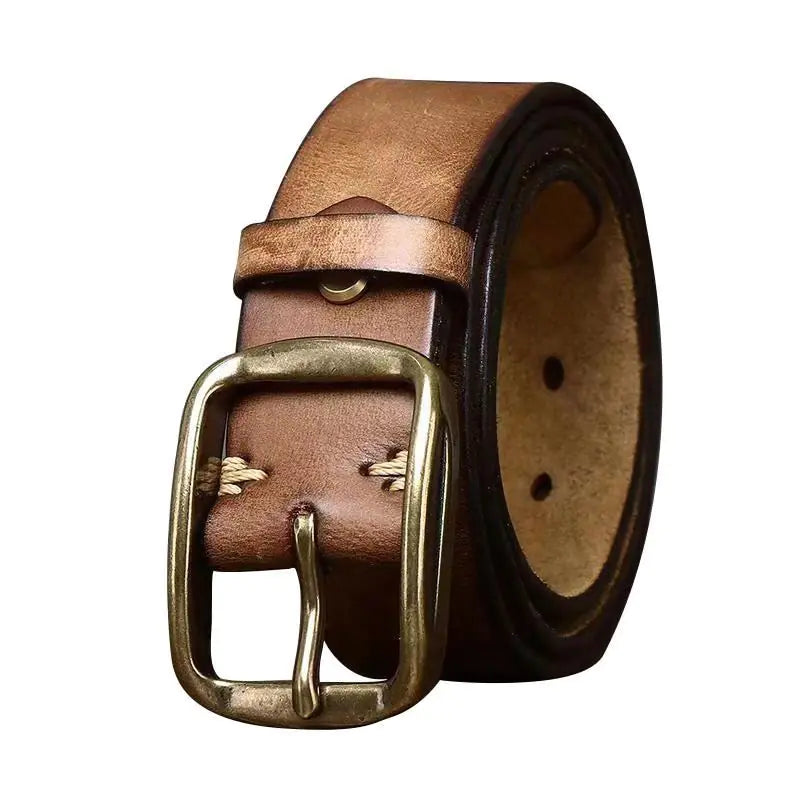 3.8CM Vintage Style Genuine Leather Belt for Men